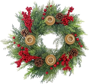 مواسم عيد الميلاد شمعة حامل إكليل، 18 بوصة Advent Centrepiece ديكور، زينة اكليلا من الشموع للطاولة المنزل الداخلي والكنيسة