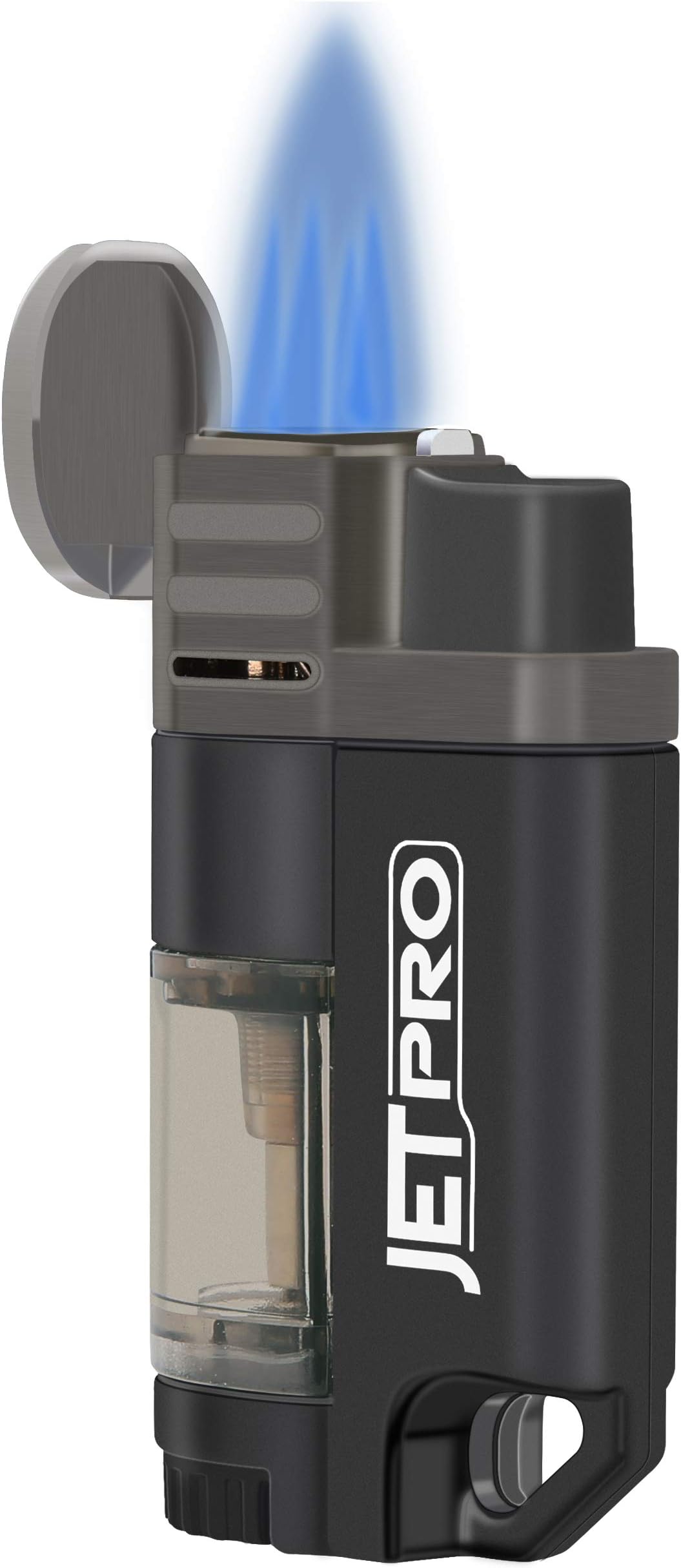 JETPRO Butane Torch Lighter 4 Jet Flames Lighter Refillable Gas Fuel Butane Lighter Red Flame with Butane Window Without Gas