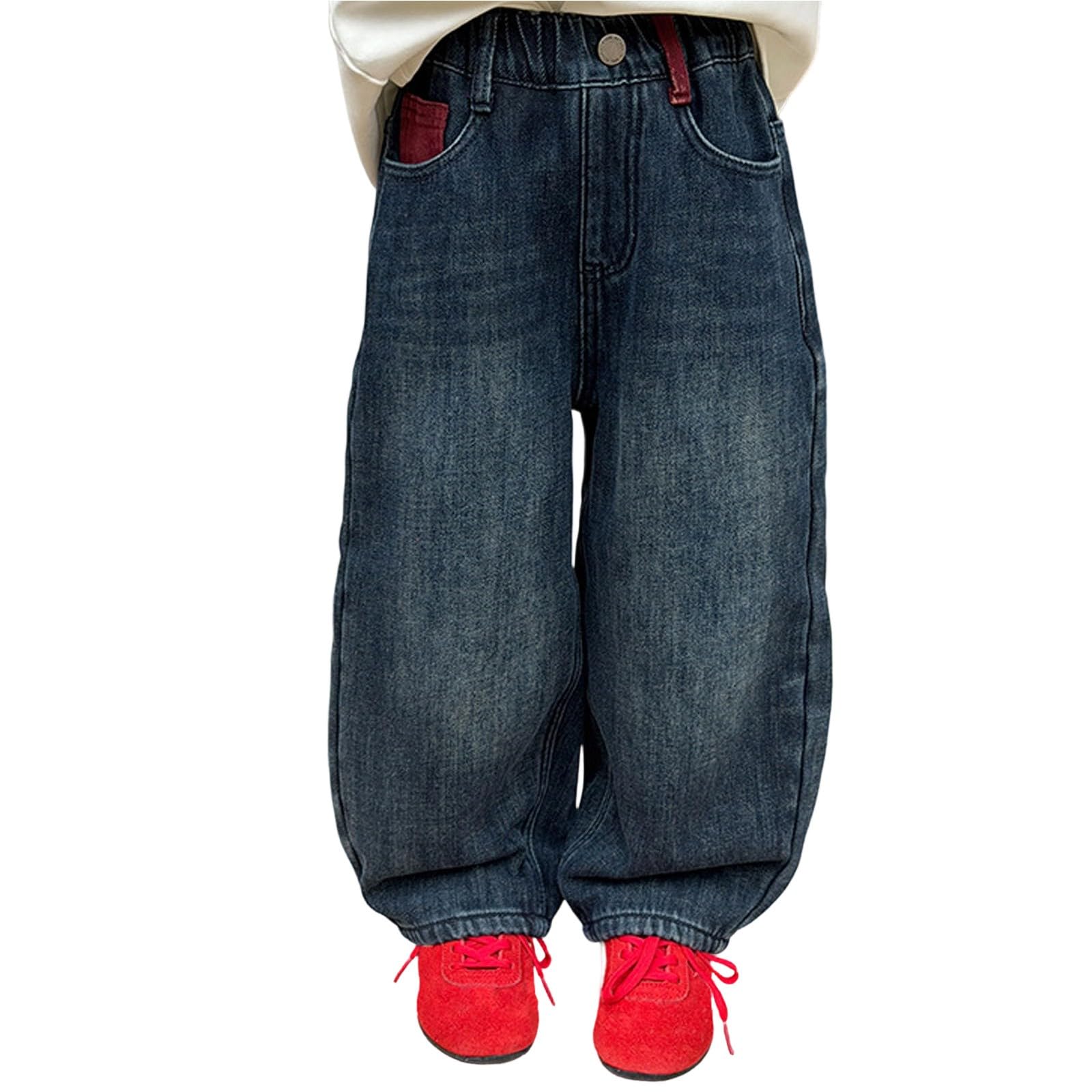Pantalones Vaqueros Estilo niño Forrados, cálidos, de Invierno, cómodos, Informales, Desgastados, descoloridos y duraderos.