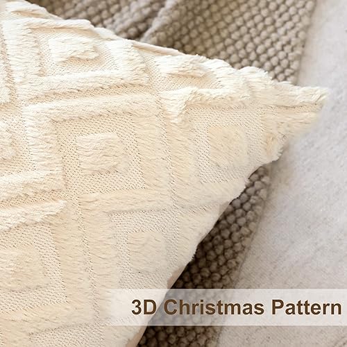 Miniatura 5 de OTOSTAR Pack of 2 Soft Plush Short Wool Velvet Decorative Throw Pillow Covers with 3D Square Loop Pattern Luxury Style - Couch Sofa Cushion Covers