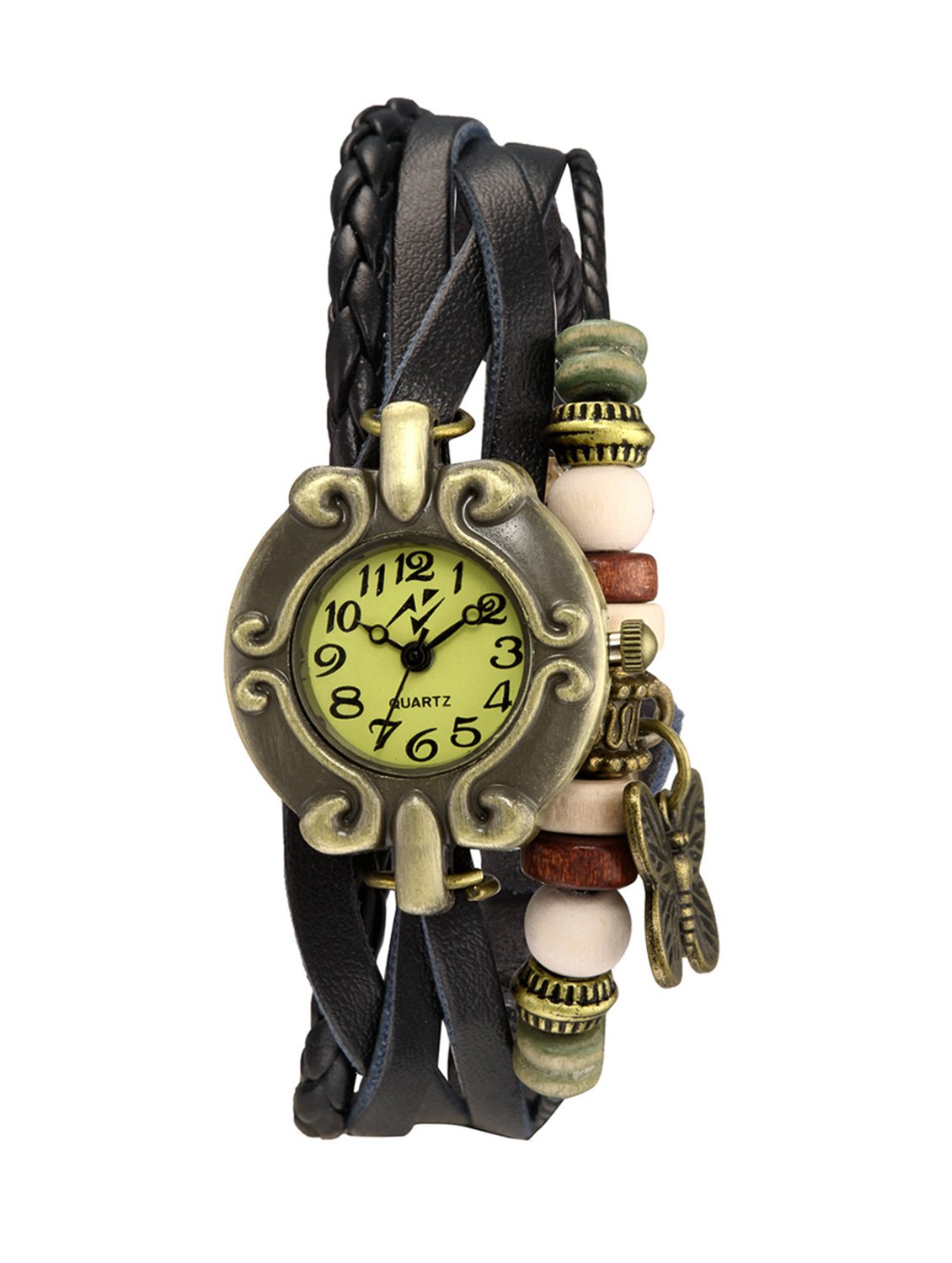 ITHANO - Leather Bracelet Analogue Black Beige Dial Womens Watch - VINCUBK01 (B07J5CKD1Y) Amazon Price History, Amazon Price Tracker