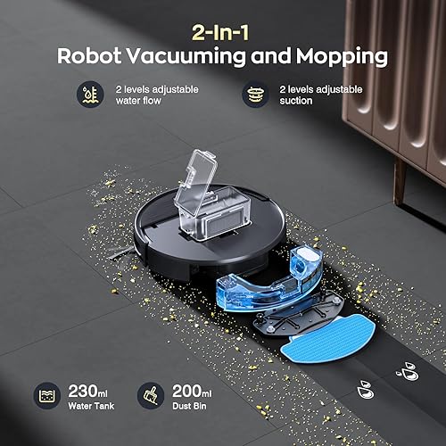 Miniatura 2 de Robot aspirador y trapeador combinado, 2 en 1 aspiradoras robóticas con WiFiApp, robot aspirador con tanque de agua, fuerte succión, horario, carga