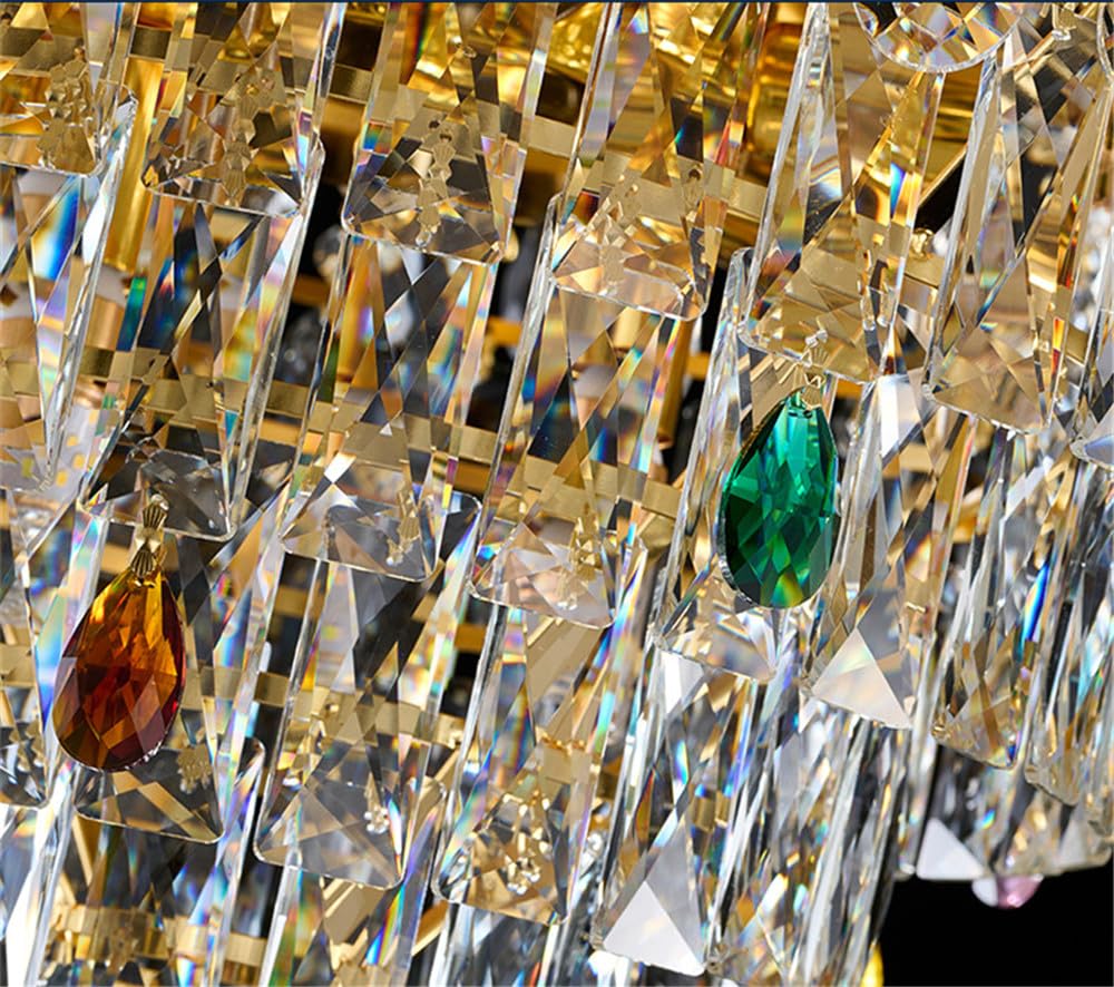 Współczesna kryształowa lampa wisząca LED Luxury Golden Salon Restauracja Sypialnia Villa Hotel Duplex Budynek Schody Żyrandol (D40CM)