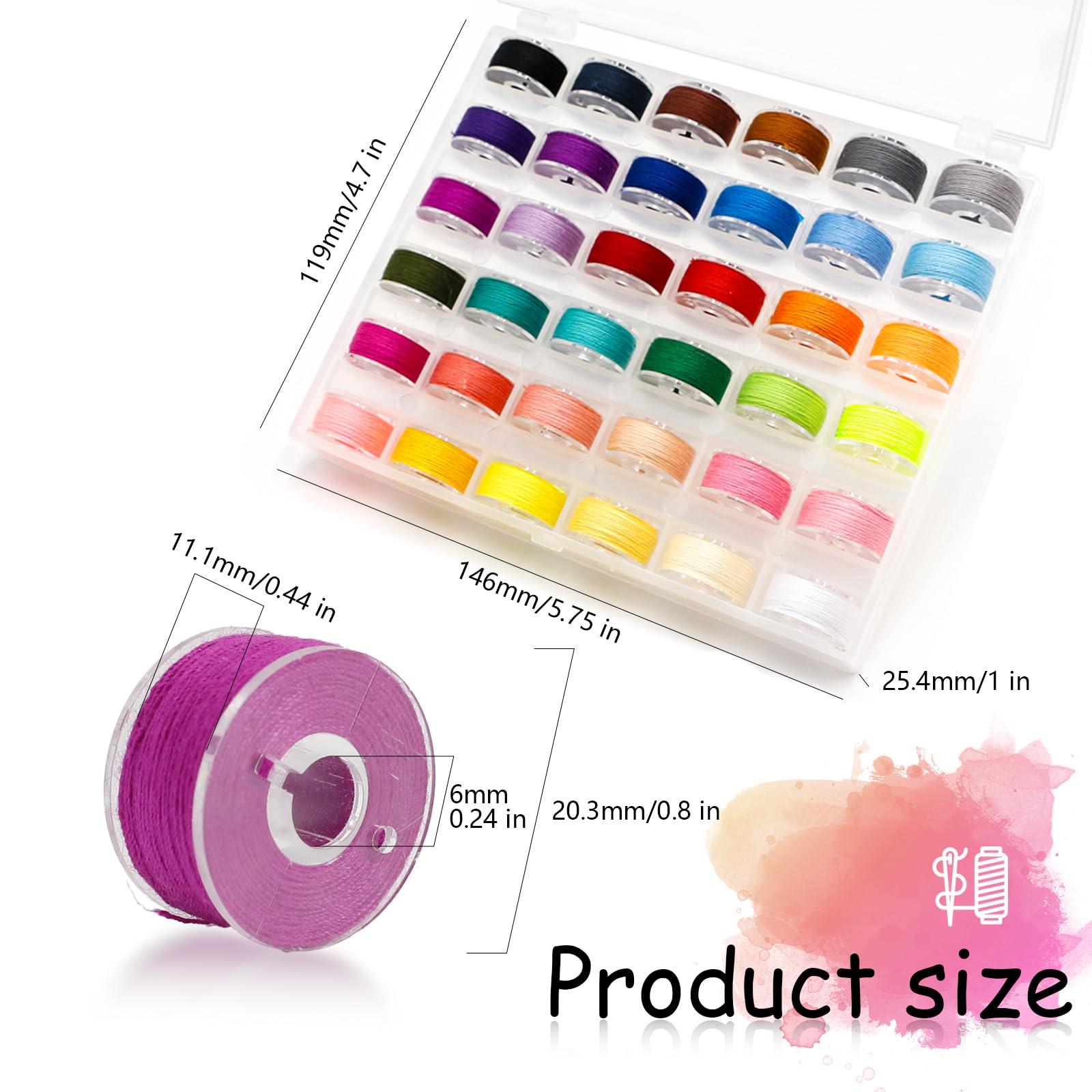 72pcs Sewing Thread Kit - 36 Colors Polyester -3