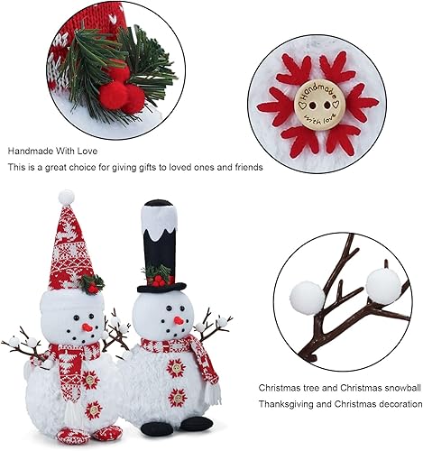 Miniatura 4 de Juego de 2 muñecos de muñeco de nieve de 16 pulgadas, adornos de muñeco de nieve de Navidad para el hogar, mesa de cocina, interior, decoración de