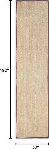 Miniatura 165 de Safavieh Colección de fibra natural NF115P - Alfombra (fibra natural), color gris, Fibras naturales beige, (Natural/Beige),Natural/Negro,Natural