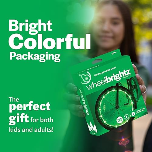Vista 66 de Wheelbrightz - Luces LED para rueda de bicicleta, brillantes y coloridas - Se adaptan a neumáticos delanteros o traseros - Tubo resistente a la Verde