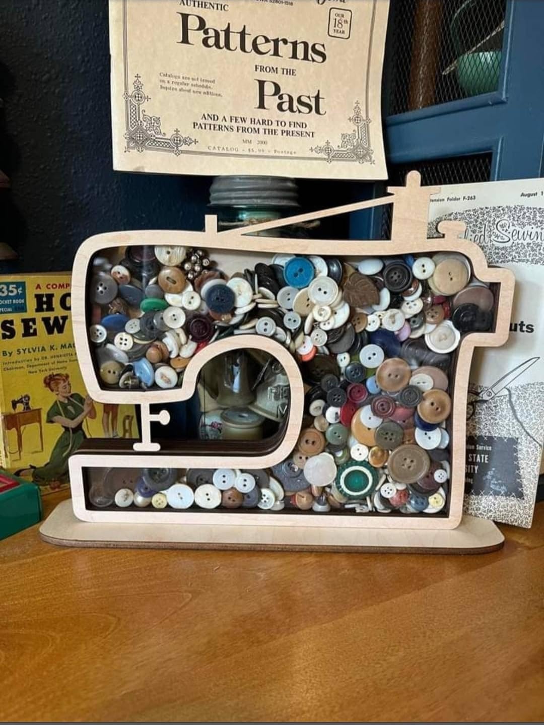 Sewing Machine Shadow Box Made in USA for Your Buttons!