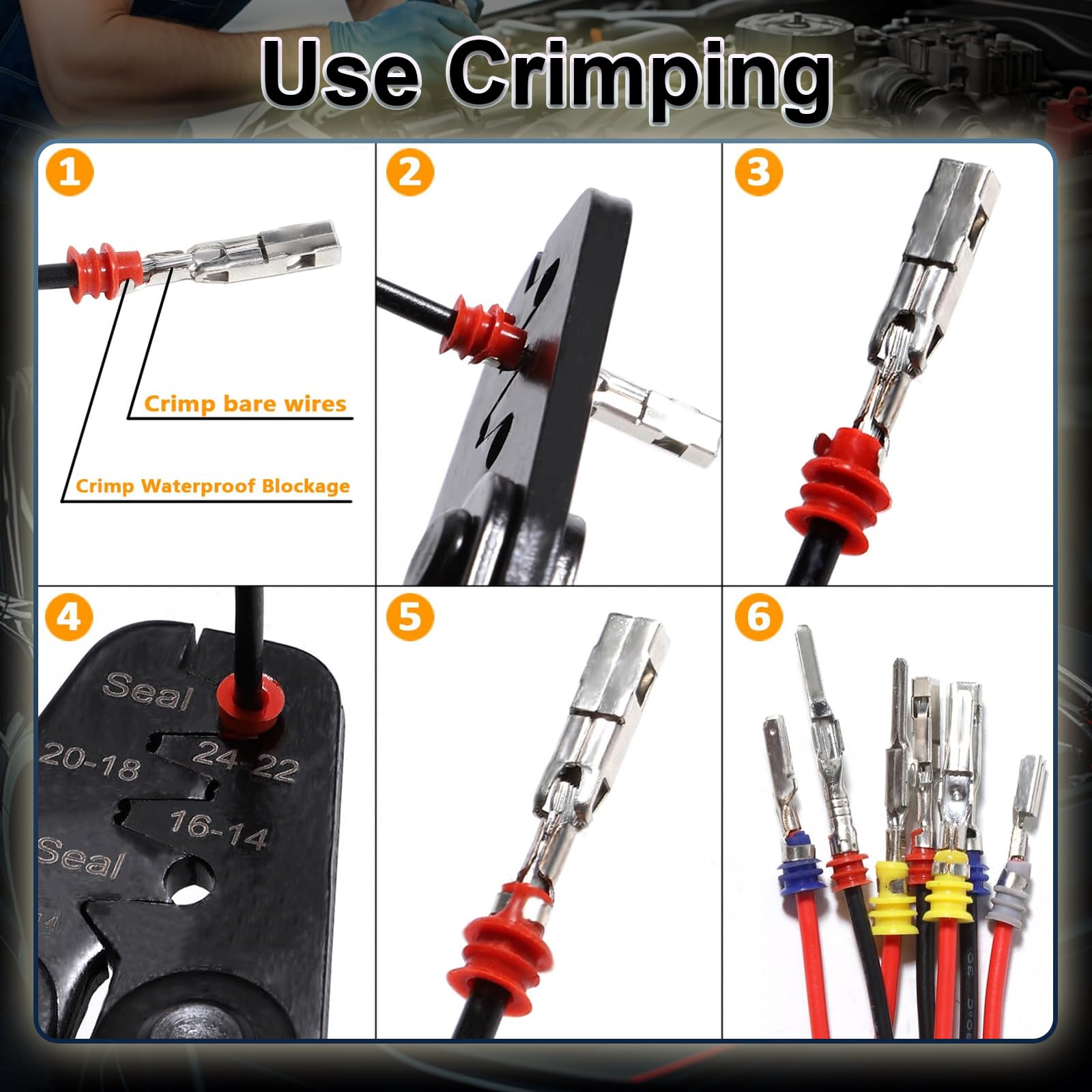 708 Pezzi Set di Capicorda a Crimpare Connettori per Auto, Pin del Connettore 1/1,5/1,8/2,2/2,3/2,5/2,8/3,5 mm Maschio e Femmina, Spina Impermeabile e Strumento di Rimozione, Per Auto Moto Barche