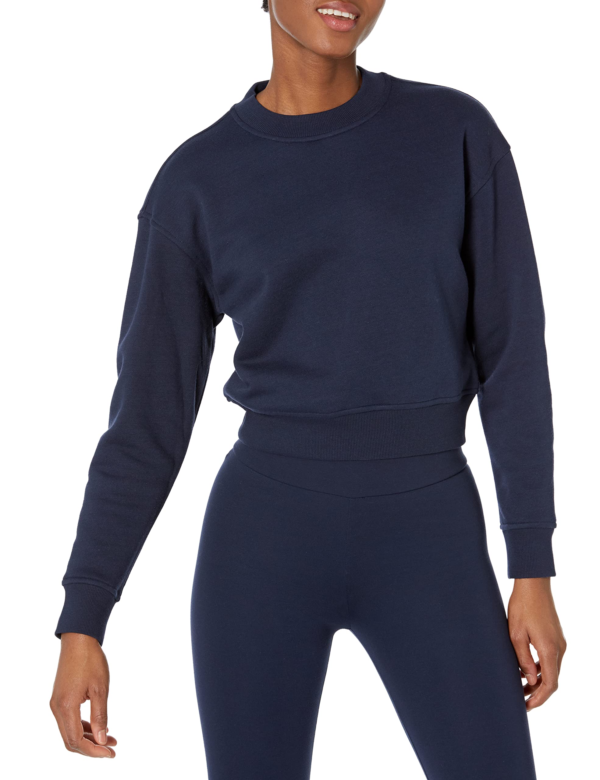 Amazon Essentials Women's Cropped Drop-Shoulder Sweatshirt (Available in Plus Size), Navy, XL