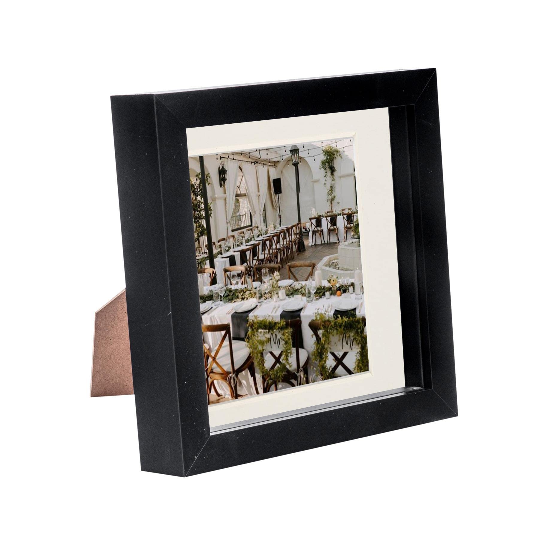 Nicola Spring Ivory X 3D Shadow Box Photo Frame - Craft Display Picture Frame With 4 X 4 Mount - Glass Aperture - Black Size 6