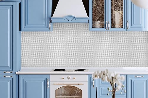 Miniatura 3 de Retro-Art - Paneles de pared 3D para cocina, paquete de 10, formas geométricas cuadradas en color blanco pintable, PVC, 24.5 x 18.5, cubierta 31.48