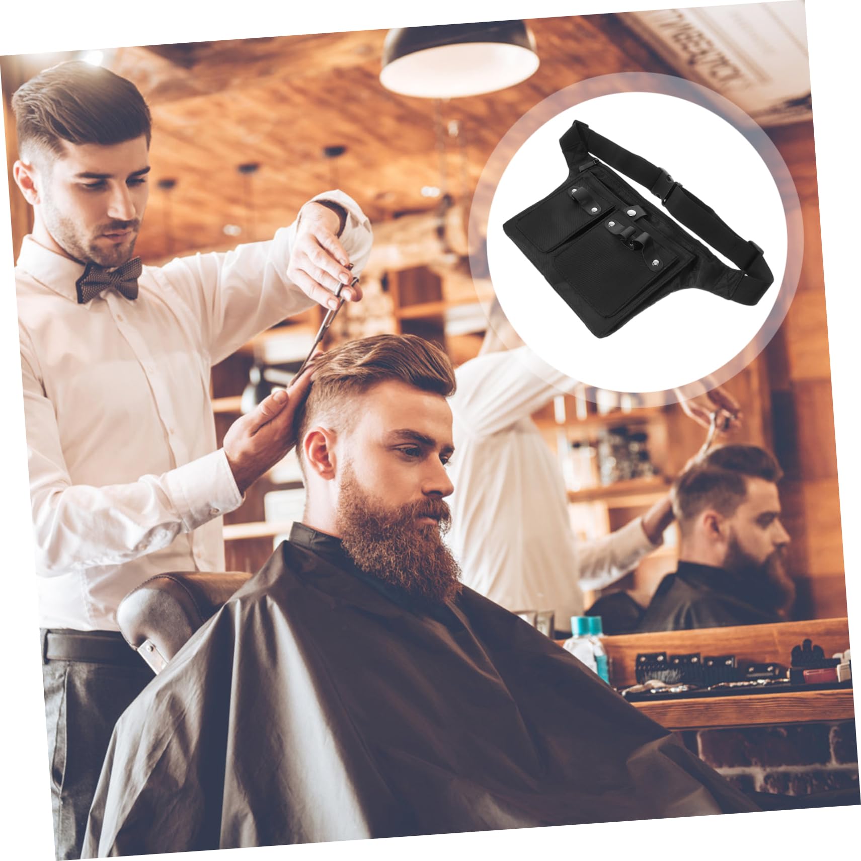 AUTSUPPL Stylist Scissor Fanny Pack Barber Tool Waist Bag Hair Scissors Holder Professional Hair Shears Pouch Black Random Style