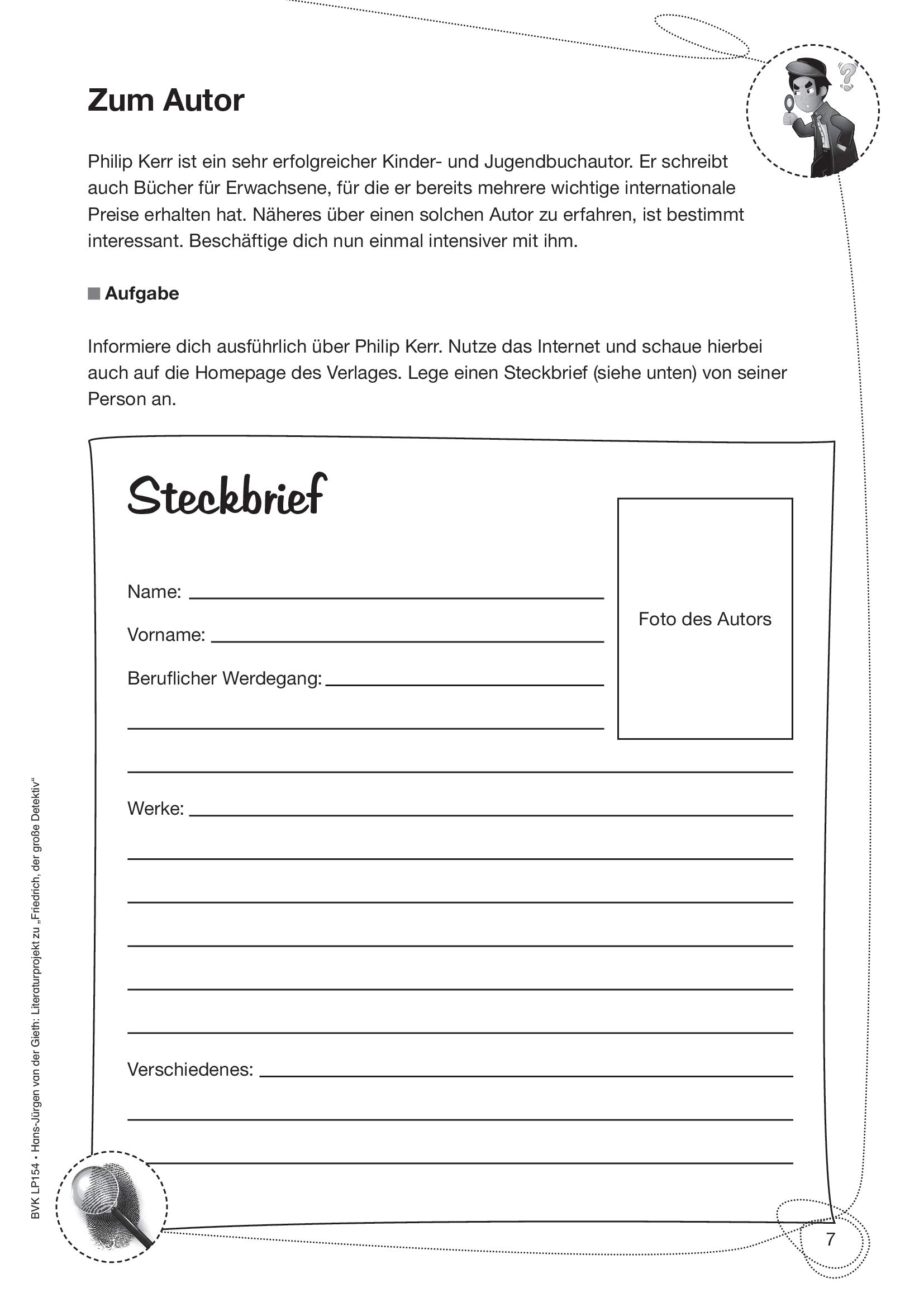Literaturprojekt zu Friedrich, der große Detektiv