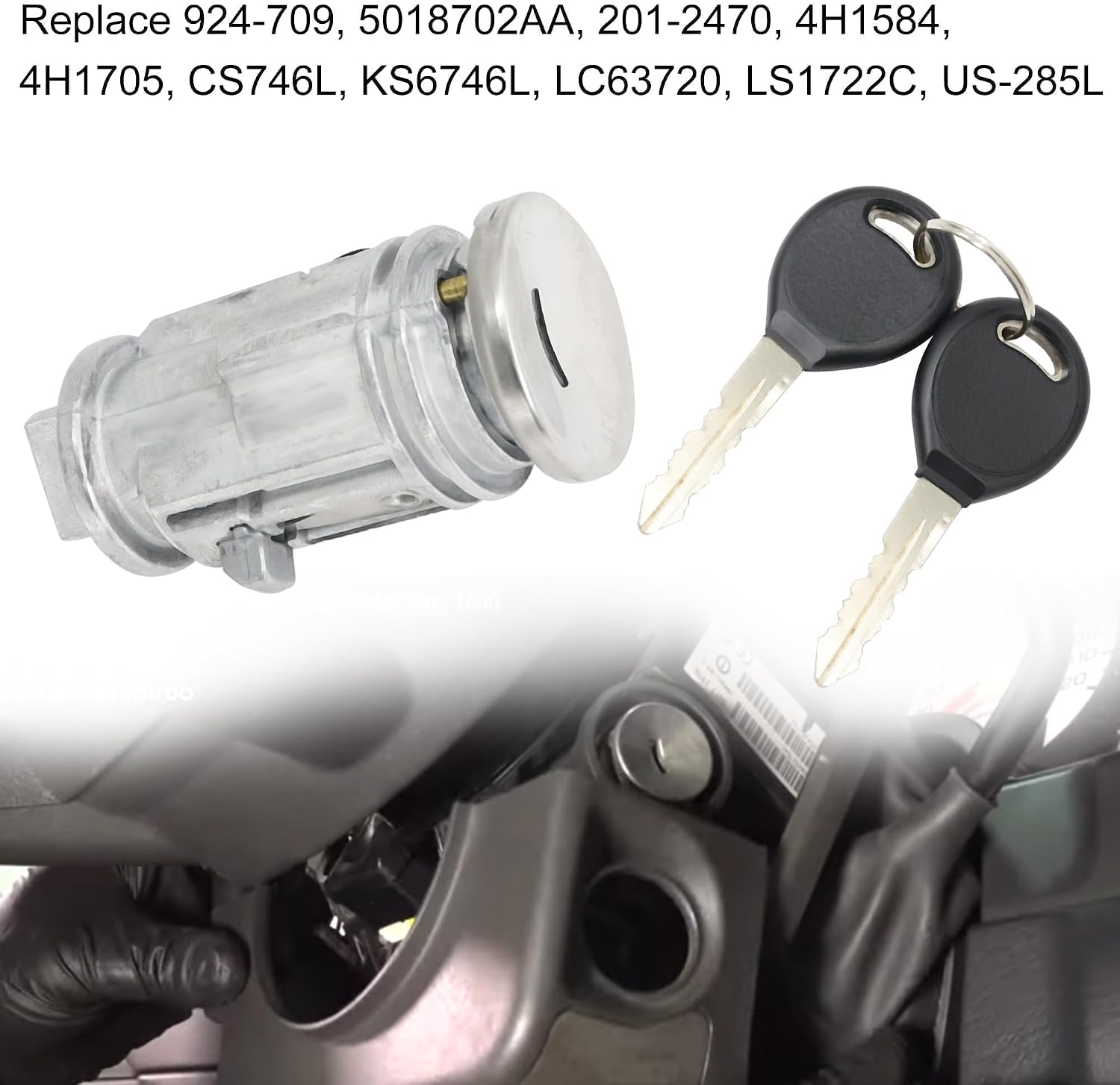 5018702AA Ignition Lock Cylinder Switch with Keys Fits for Dodge Ram 1500/2500/3500 for Durango for Dakota for Chrysler Aspen for Mitsubishi Raider 2001-2010 Replace 924-709 5018702AA