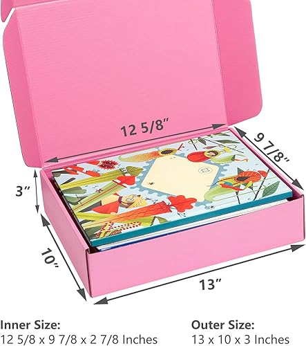 Miniatura 2 de Cajas de envío rosa de 13x10x3 pulgadas, paquete de 20 - Caja de correo de cartón corrugado para pequeñas empresas, sobre de correo con pestañas