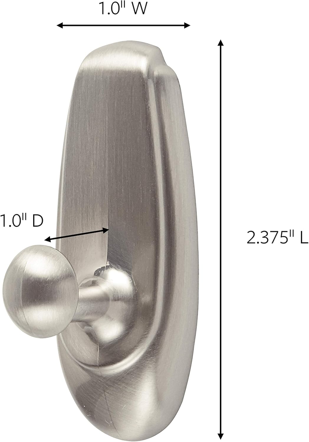 Command Small Timeless Hook, Brushed Nickel, 1-Hook, 2-Strips, Decorate Damage-Free