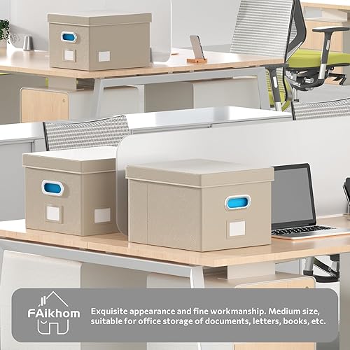 Miniatura 3 de Caja organizadora de archivos, cajas de archivos colgantes con tapas, caja de almacenamiento de archivos plegable con deslizamiento de metal, cajas