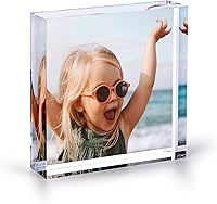 PersonalizationLab Custom Acrylic Photo Block 3.5x3.5" - Personalized UV Printed Gifts, 0.6" Thick Clear Display for Cherished Memories