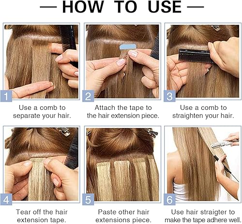 Miniatura 5 de Cinta de extensión de pelo de 72 piezas con pestañas de doble cara para reemplazo de 1.6in x 0.3in (72 unidades), color azul