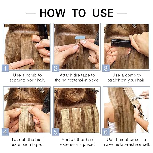 Miniatura 5 de Cinta de extensión de pelo de 72 piezas con pestañas de doble cara para reemplazo de 1.6in x 0.3in (72 unidades), color azul