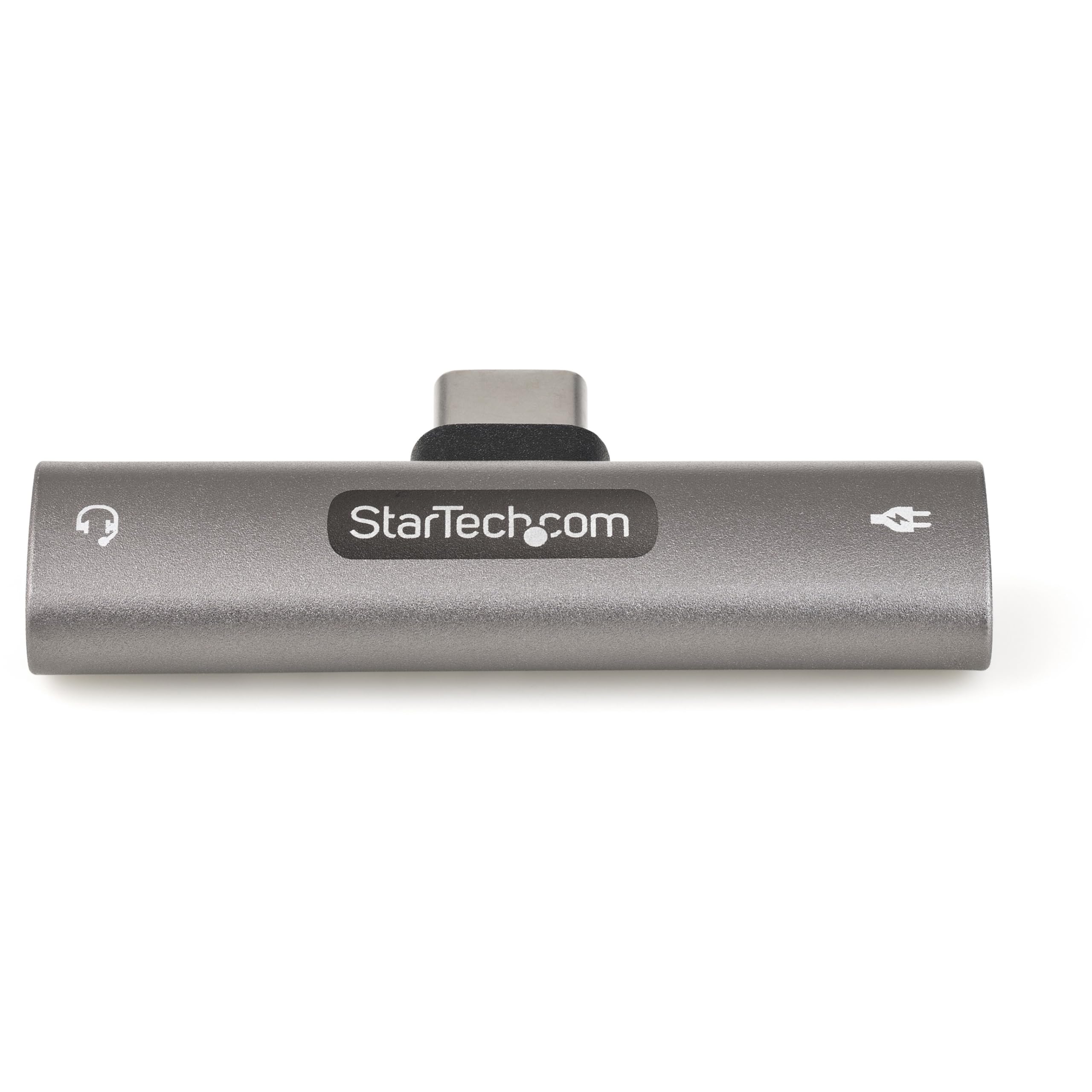 StarTech.com Adapter Audio i Ładowania USB-C z Gniazdem Słuchawkowym 3,5 mm TRRS i Ładowarką 60 W, Do Telefonu/Tabletu