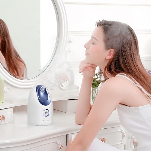 Vista 25 de Newbealer Vaporizador facial, mini vaporizador facial de aroma, humidificador facial de niebla caliente nano iónico para limpieza profunda facial