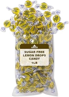 Sugar Free Lemon Hard Candy- 1lb Bulk Individually Wrapped Sugarless Citrus Candy Drops Keto And Diabetic Friendly, for Parties & Holidays (Lemon)