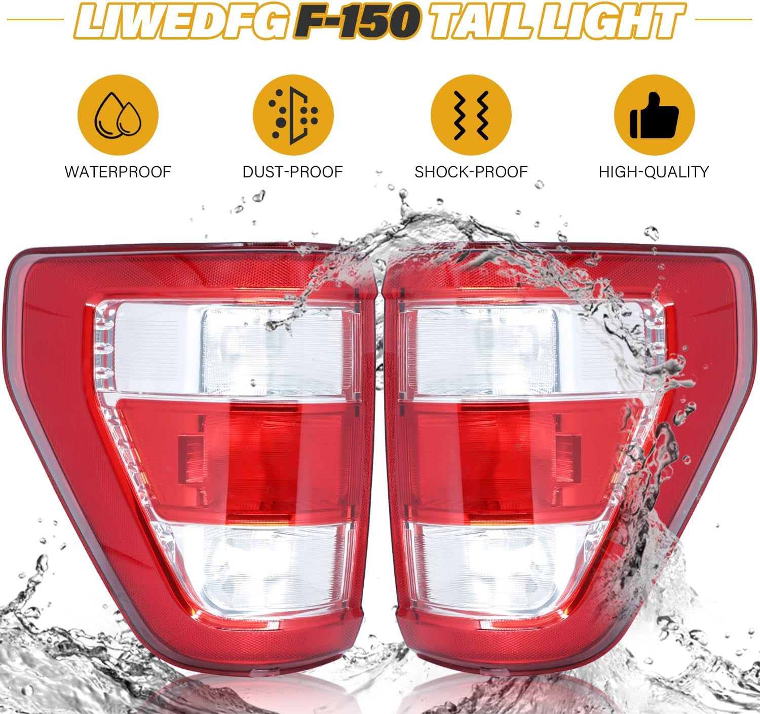 Tail Light Assembly Compatible with F150 Pickup 2021 2022 2023 Halogen Type Taillight, OE-Style Rear Lamp Replacements for ML3Z13404E ML3Z13405E, w/o Bulbs, w/o LED, Right Passenger Side