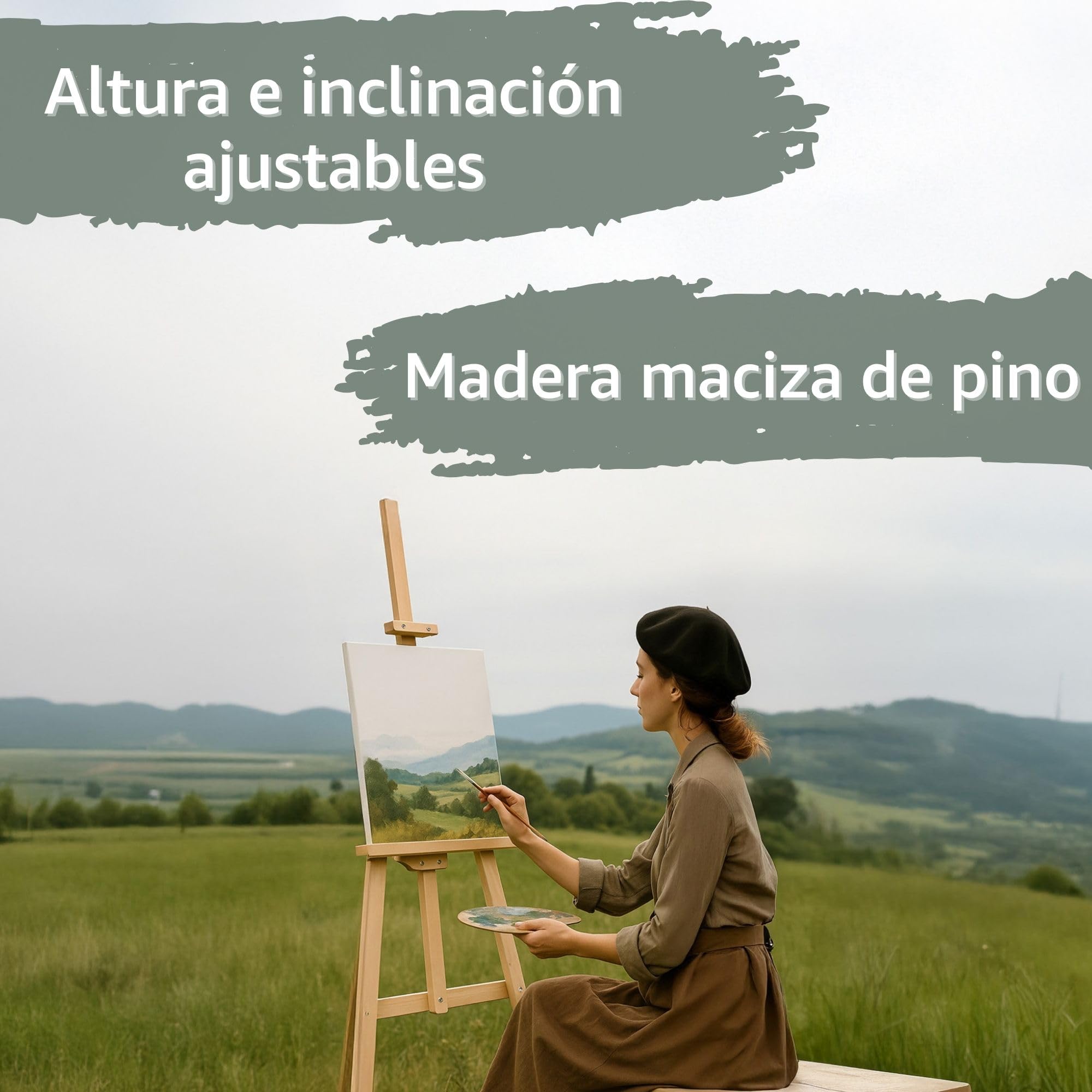 Caballete pintura de madera 175 cm - Caballetes plegables y regulables en altura para pintar Soporte para lienzo ideal para artistas pintura y tableau de boda Perfecto para niños y adultos