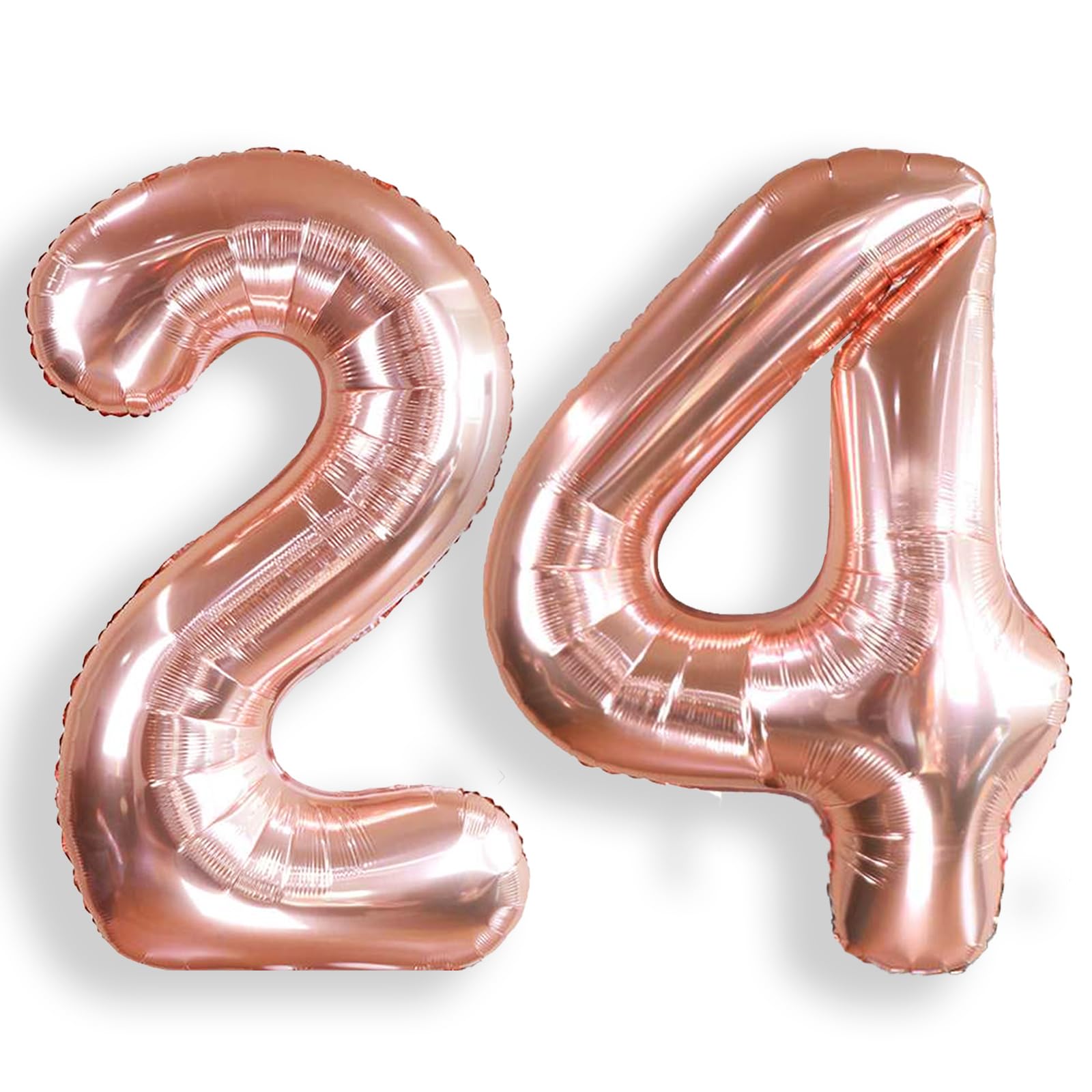 Rose Gold Number 24 Balloons: 40 Inch Large Foil Number Balloons Giant Helium Balloon Age 0-9 Big Mylar Balloon for Kids Girl 0 Birthday Party Baby Shower Party Decorations — image 1