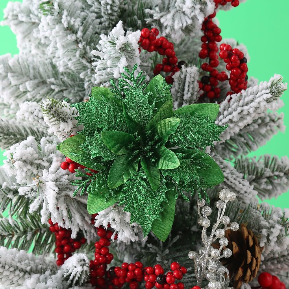 Redsa-3 7,8 cm Stelo di bacche di Natale con glitter colorati artificiali con palline di frutta a bolle Set di ghirlande natalizie fai-da-te, colore della decorazione dell'albero