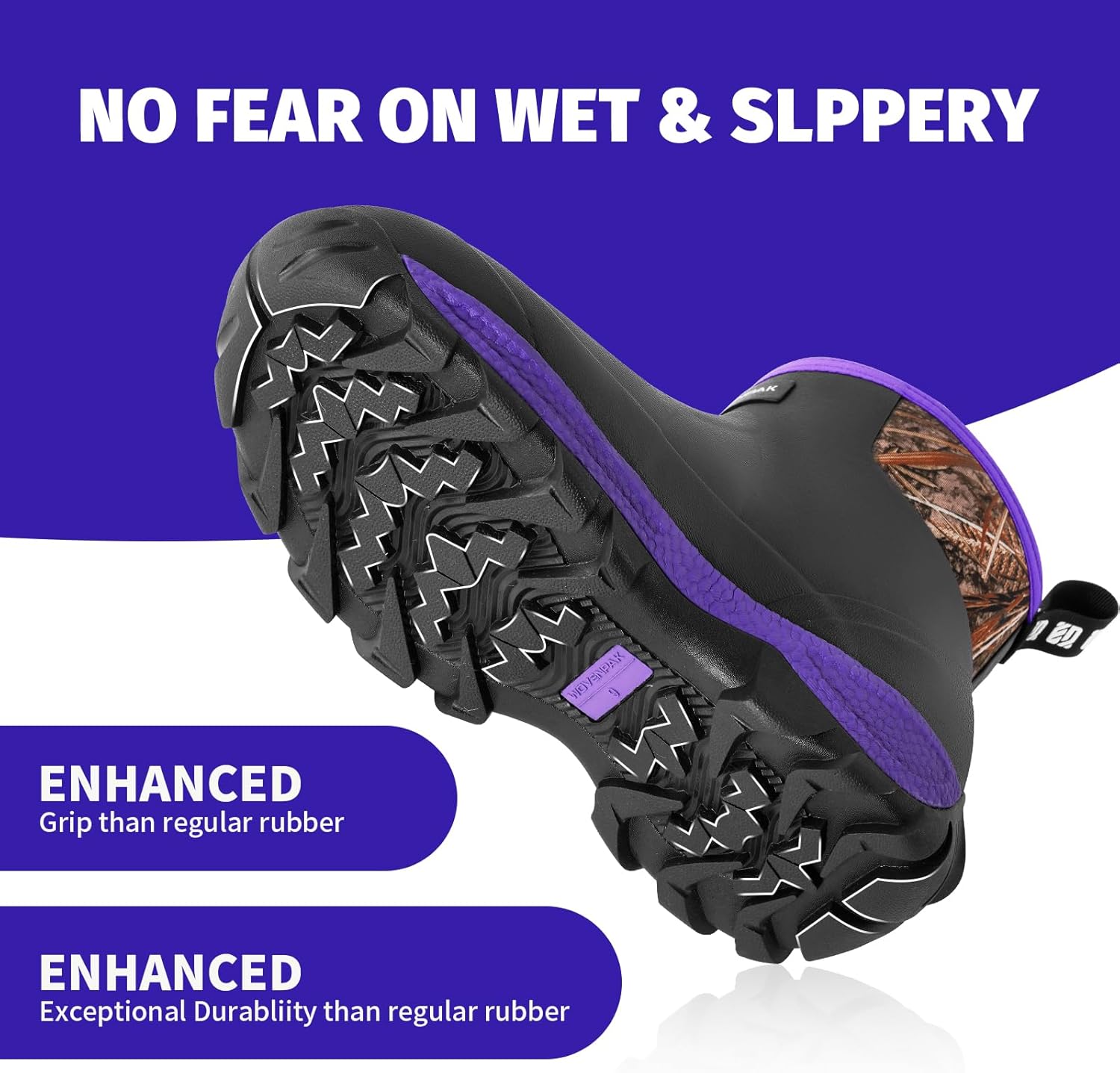 WOVENPAK Women's Rubber Garden Boots, Ankle Rain Boots with Steel Shank, Waterproof Insulated Yard Gardening Shoes for Mud Working Outdoor Size 6-11