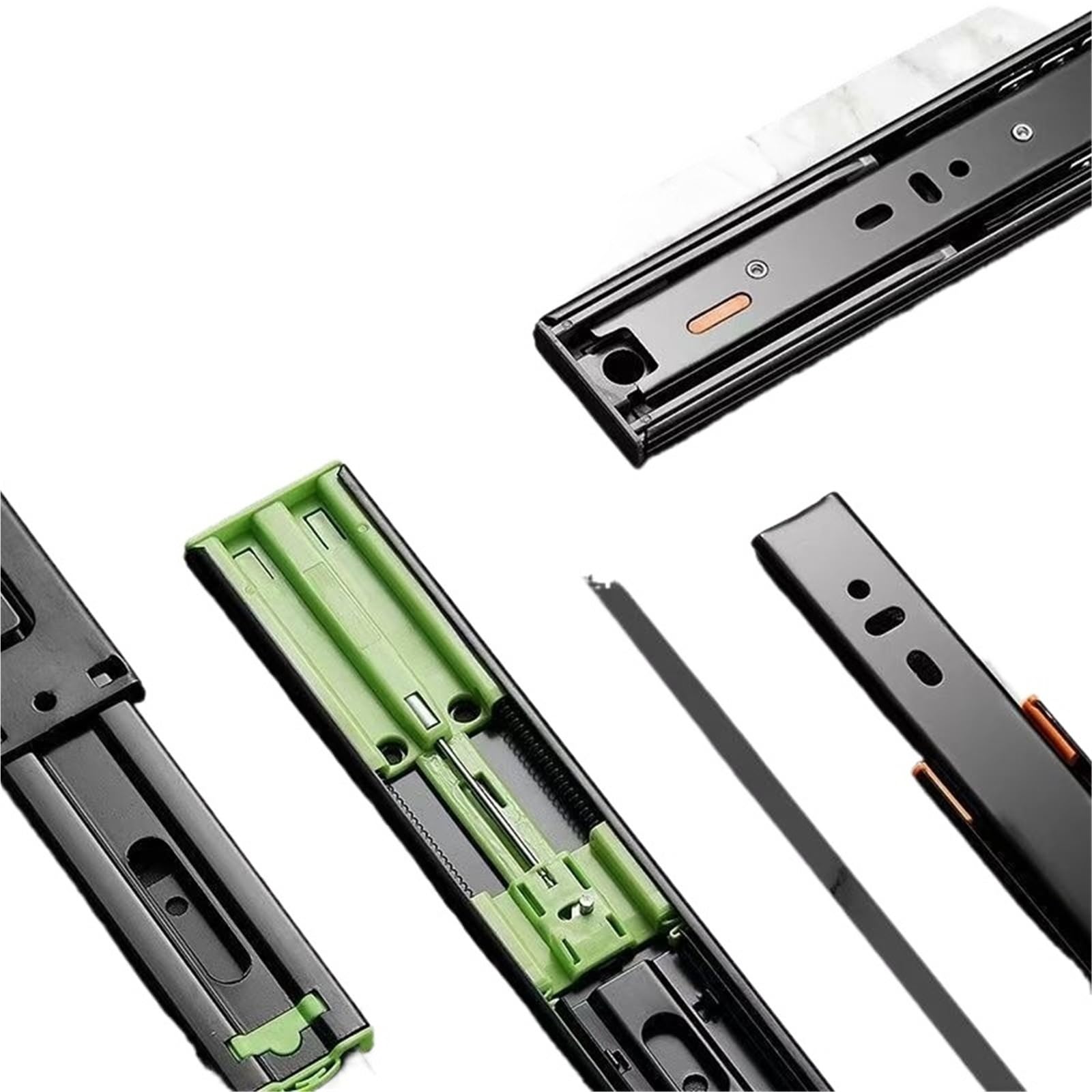 Oumifand 4512Krebound10inch=25Cm 45 Wide Thickened Drawer Buffer Three-Section Slide Rail Damping Hydraulic Guide Track 2Pcs(4512Krebound10inch=25Cm)