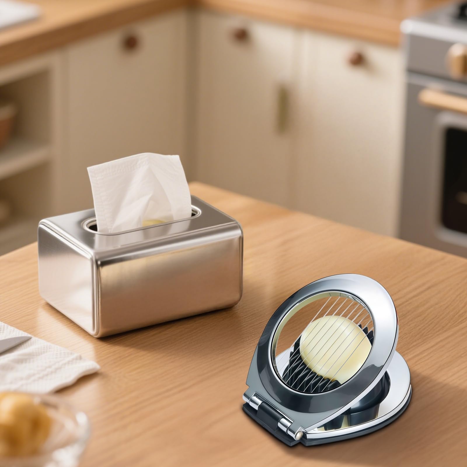 Lot de 2 coupe-œufs 2 en 1 pour œufs durs, trancheuse d'œufs avec fil en acier inoxydable, coupe-œufs de cuisine, base ABS, 2 modes de coupe pour 6 ou 10 parts