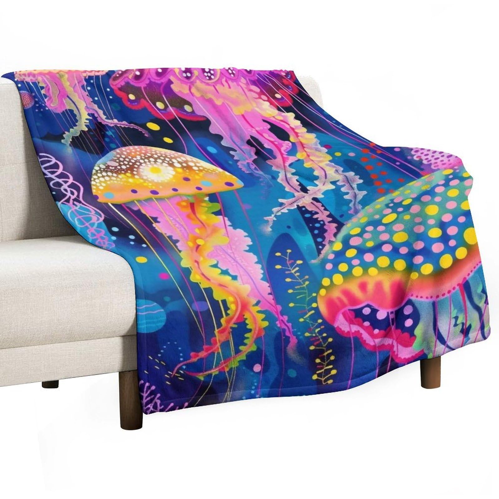 YHGSREUOH Yayoi-Kusama-Jellyfish_01 Flannel Blankets Fleece Soft Throw Lightweight Plush Gifts for Couch, Bed, Cozy Sofa Plush, Chair, Lovers 80x100cm(30x40in)