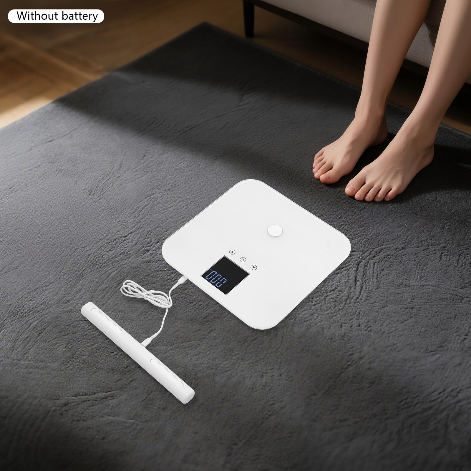 Körperfettwaage 8 Elektroden Bluetooth Smart Waage für Körperanalyse mit Handle für Zuhause Home Gym Weiß ABS Glas