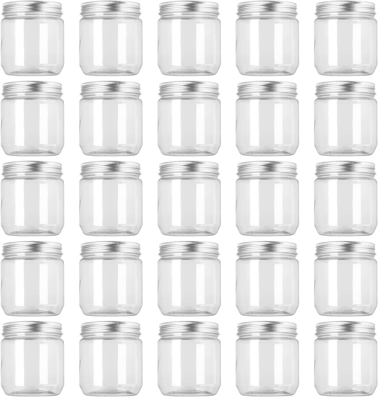 Fasmov 25 Pack 8 Ounce Clear Plastic Jars Containers with Screw On Lids, Round Empty Plastic Slime Storage Containers for Kitchen & Household Storage - BPA Free