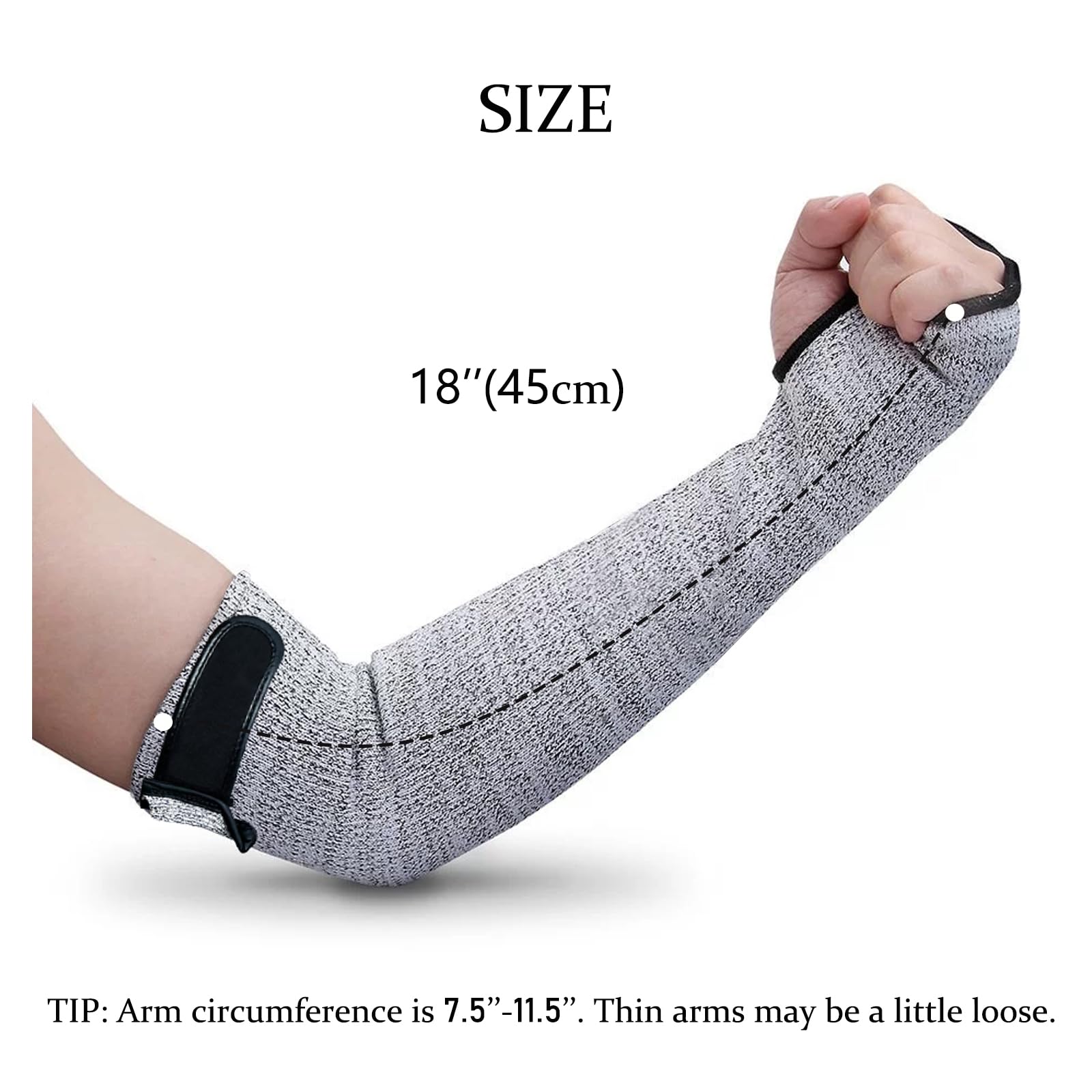 Mangas de brazo resistentes a los cortes nivel 5, mangas de protección de brazos, protectores de brazo a prueba de cortes con ranura para el pulgar, manga de jardín gris para mujeres y hombres