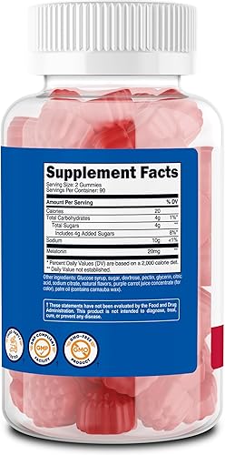 Miniatura 5 de Nutricost Gomitas de melatonina de 20 mg por porción (180 gomitas con sabor a fresa), sin gluten