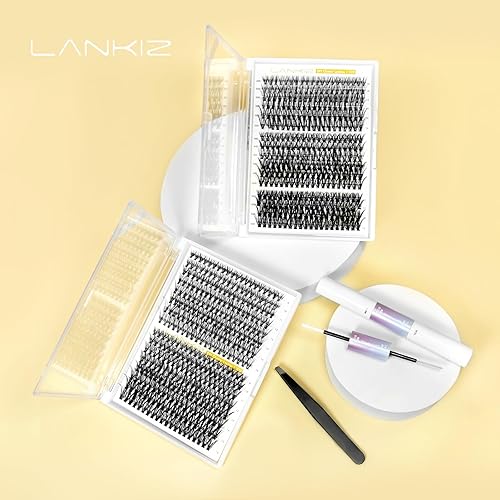 Miniatura 5 de LANKIZ Kit de extensión de pestañas, kit de racimos de pestañas 30+40D, 320 pestañas individuales con unión y sello de pestañas, kit de extensión de