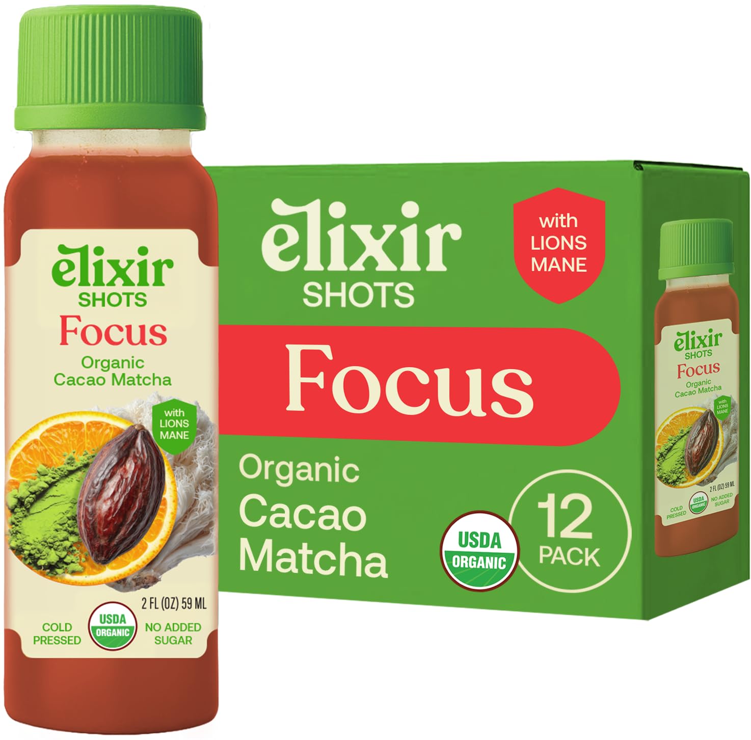 Elixir Shots Mayan (12 Pack) Cacao Wellness Shot with 100% Organic Ingredients Cacao, Orange, Cayenne - No Added Sugars or Artificial Ingredients