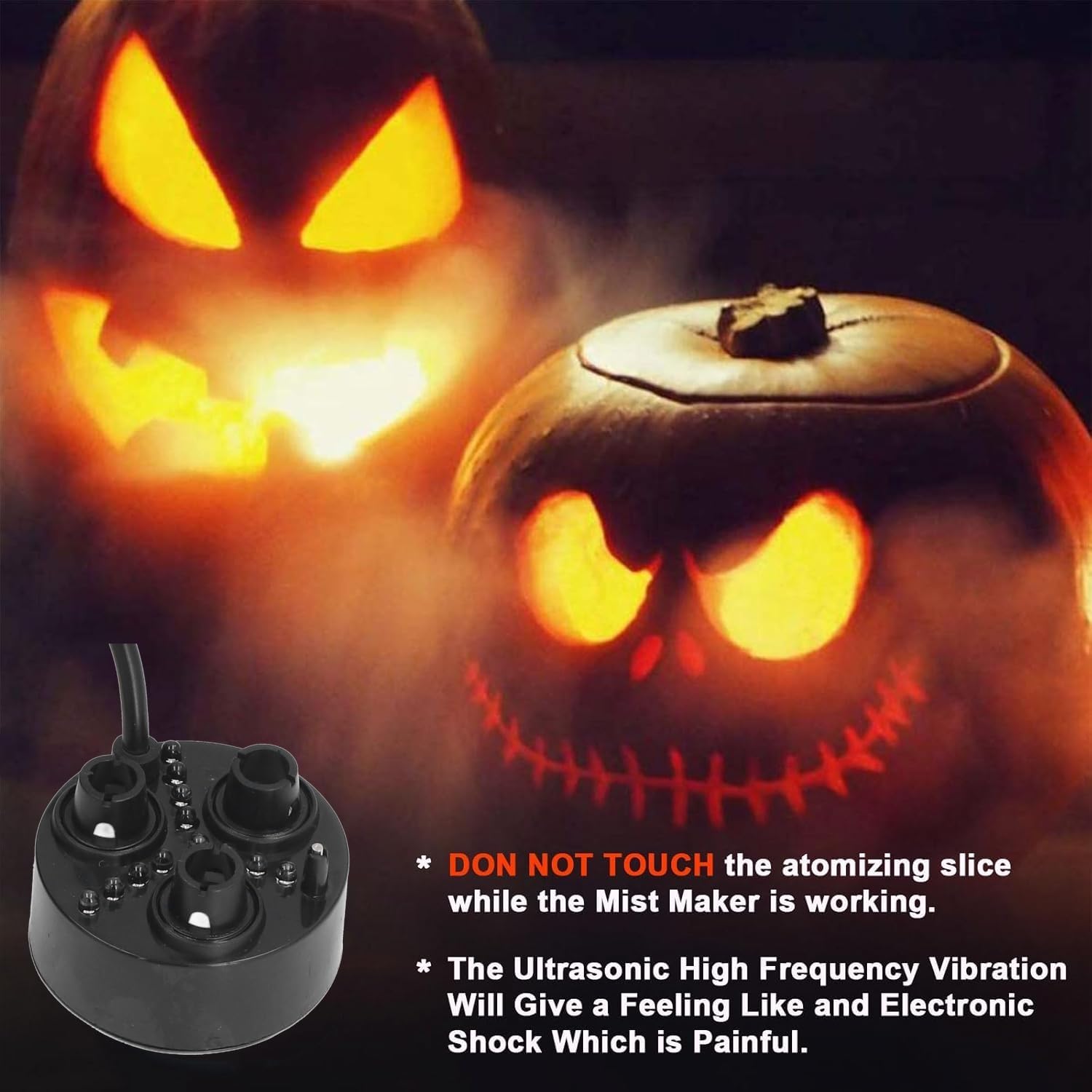 AYNEFY Fog Maker,Pond Mist Maker Fogger 3 Water Fountain Atomizer Humidifier with Colorful Light Power Adapter for Water Fountain Pond Pot