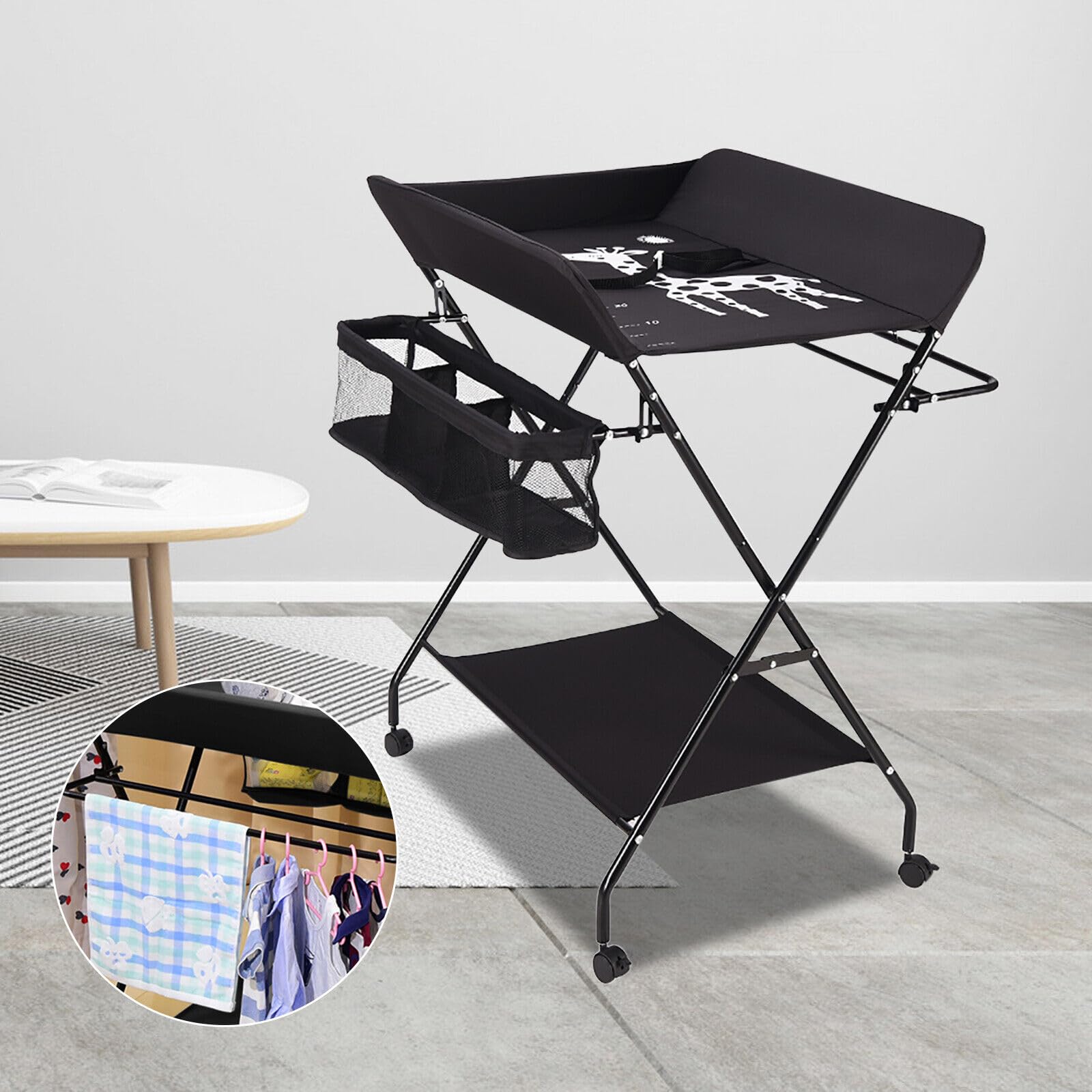 Baby Wickelkombi Klappbare Wickelkommode Baby Wickelkommode Kinder Wickelauflage Wickelkombi Mobiler Wickeltisch Platzsparend & Stabil