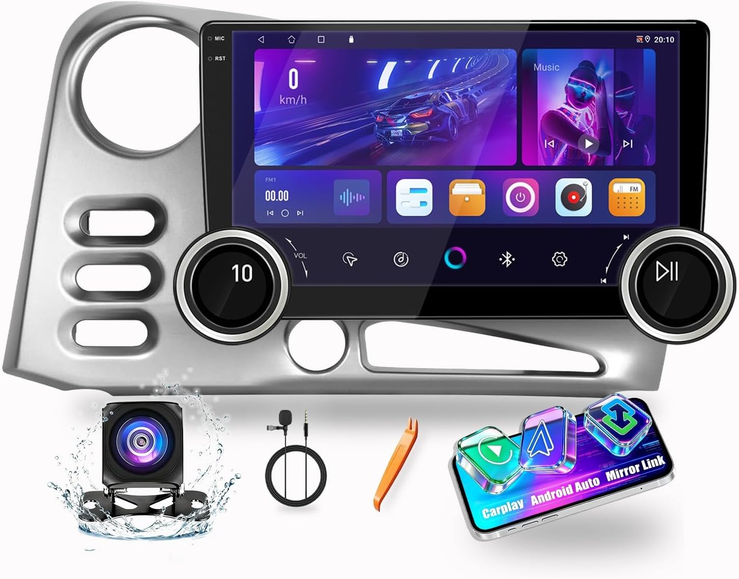 For Toyota Corolla Matrix For Pontiac Vibe 2003-2008 Display Knobs CarPlay/Android Auto Autoradio Android Radio Navigation Stereo Player GPS 10.1" QLED Touch Screen Headunit Tablet Quad Core 2G+64G（B）