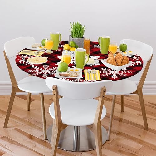 Vista 301 de Pardick Mantel redondo ajustable con diseño de flores de arte en acuarela con mantel elástico, mantel elástico redondo, impermeable, lavable, se