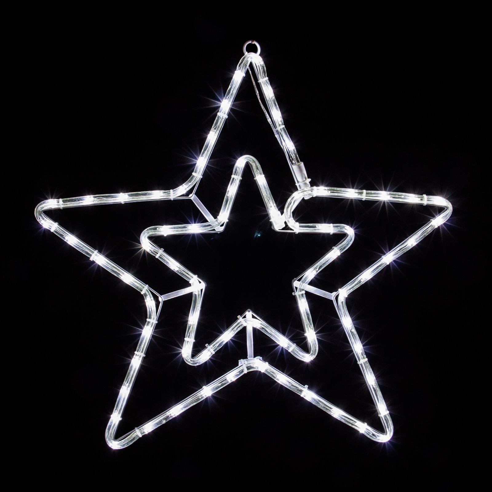 Pridea LED Leuchtstern 55cm 72 LEDs Warm-Weiße LED-Beleuchtung 8 schaltbare Programme 3 Watt Weihnachtsbeleuchtung für Innen und Außen Weihnachtsdekoration Lichterschlauchfigurn Stern Fensterdeko