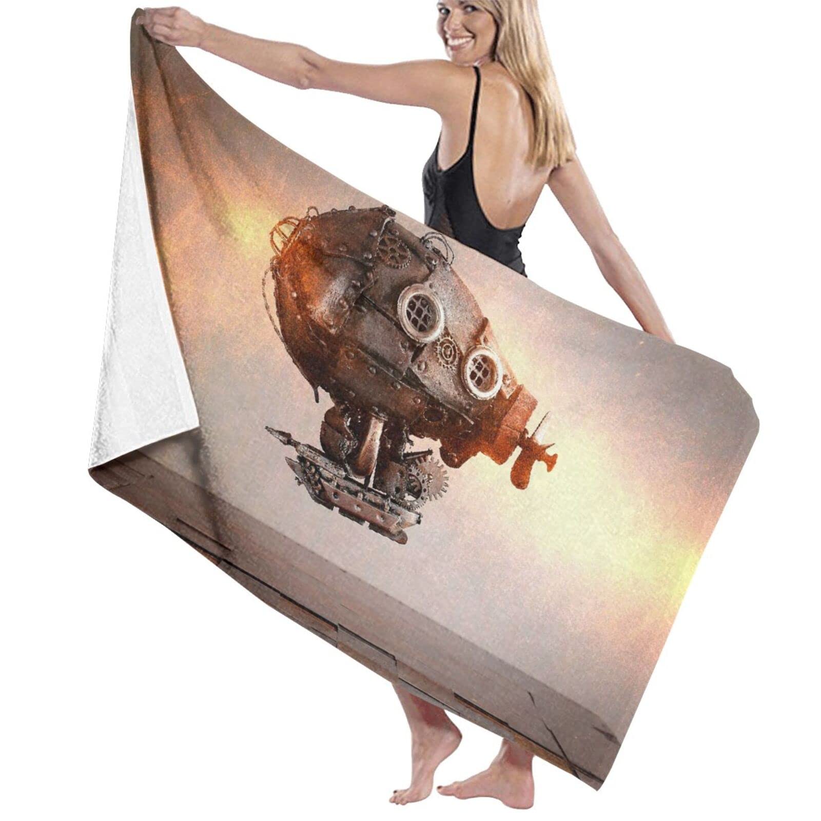 Serviette de bain douce 80x130 cm anti-encombrement, drap de plage léger style steampunk