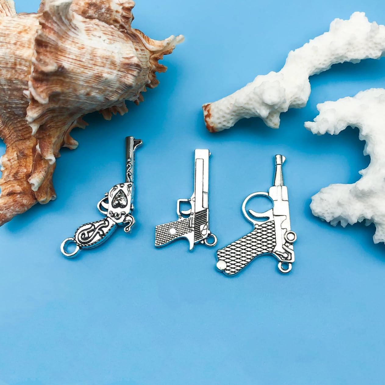 Youdiyla 44pcs Antique silver alloy gun Pendant Jewelry Making DIY Keychain Earrings Pendant Various Design Charms for Jewelry Making Bracelets Necklace (M115) - Image 3