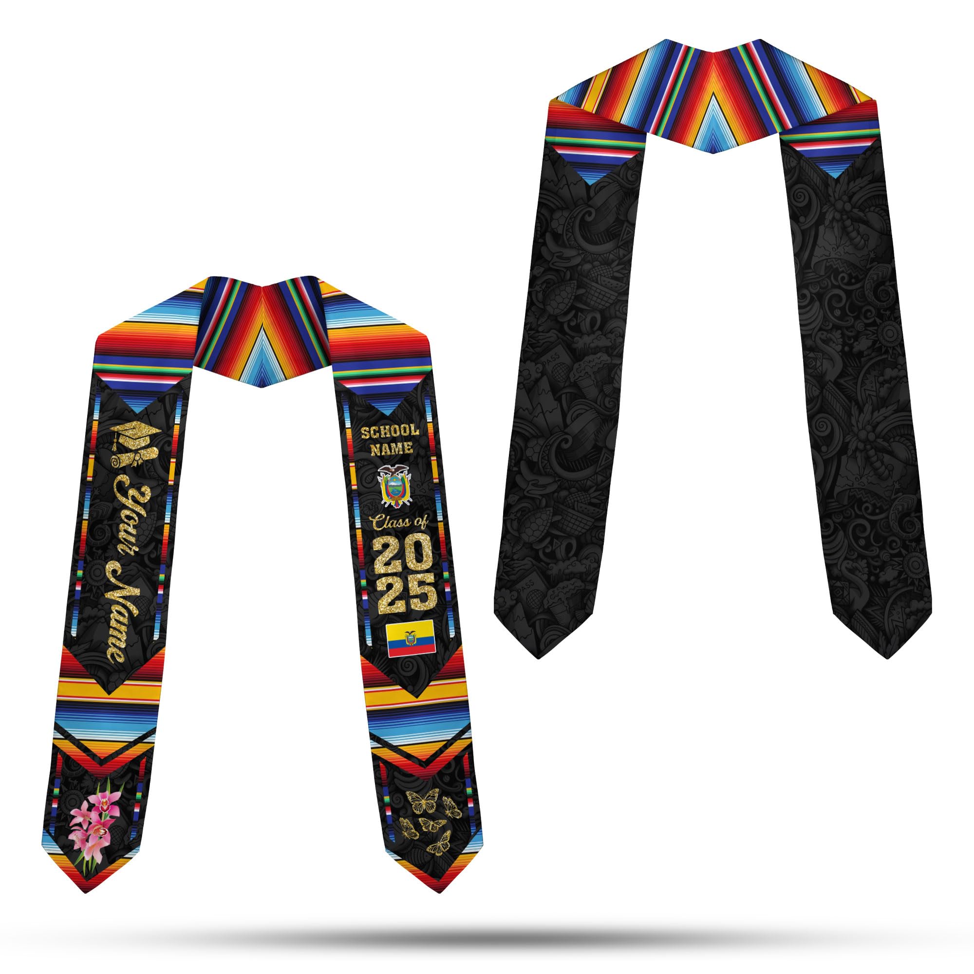MonkeyVan Ecuador Graduation Stole, Ecuadorians American Flag Graduation Sash 2025, Ecuadorians Graduation Sash Style 20